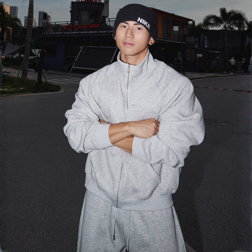 Solid Zip-Up Sweat Set #PM016