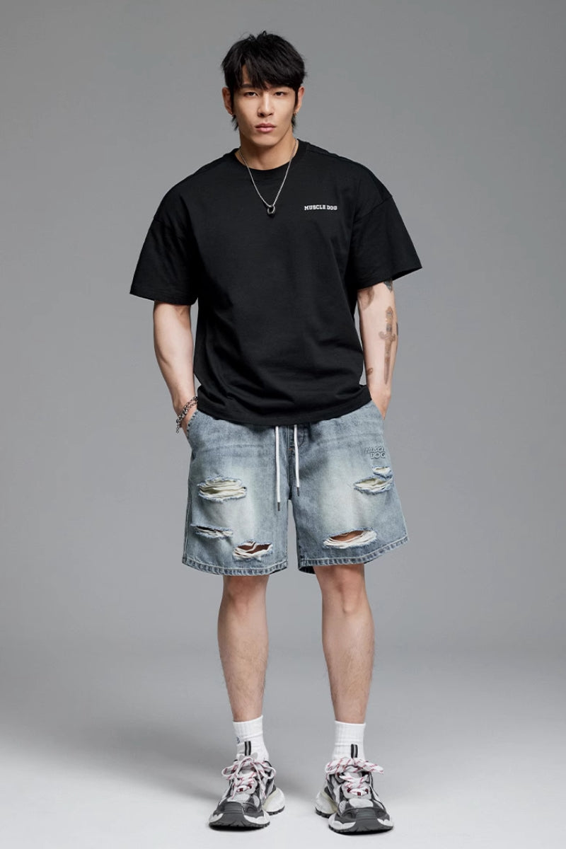 Back letter Print Loose T-Shirt #MD060
