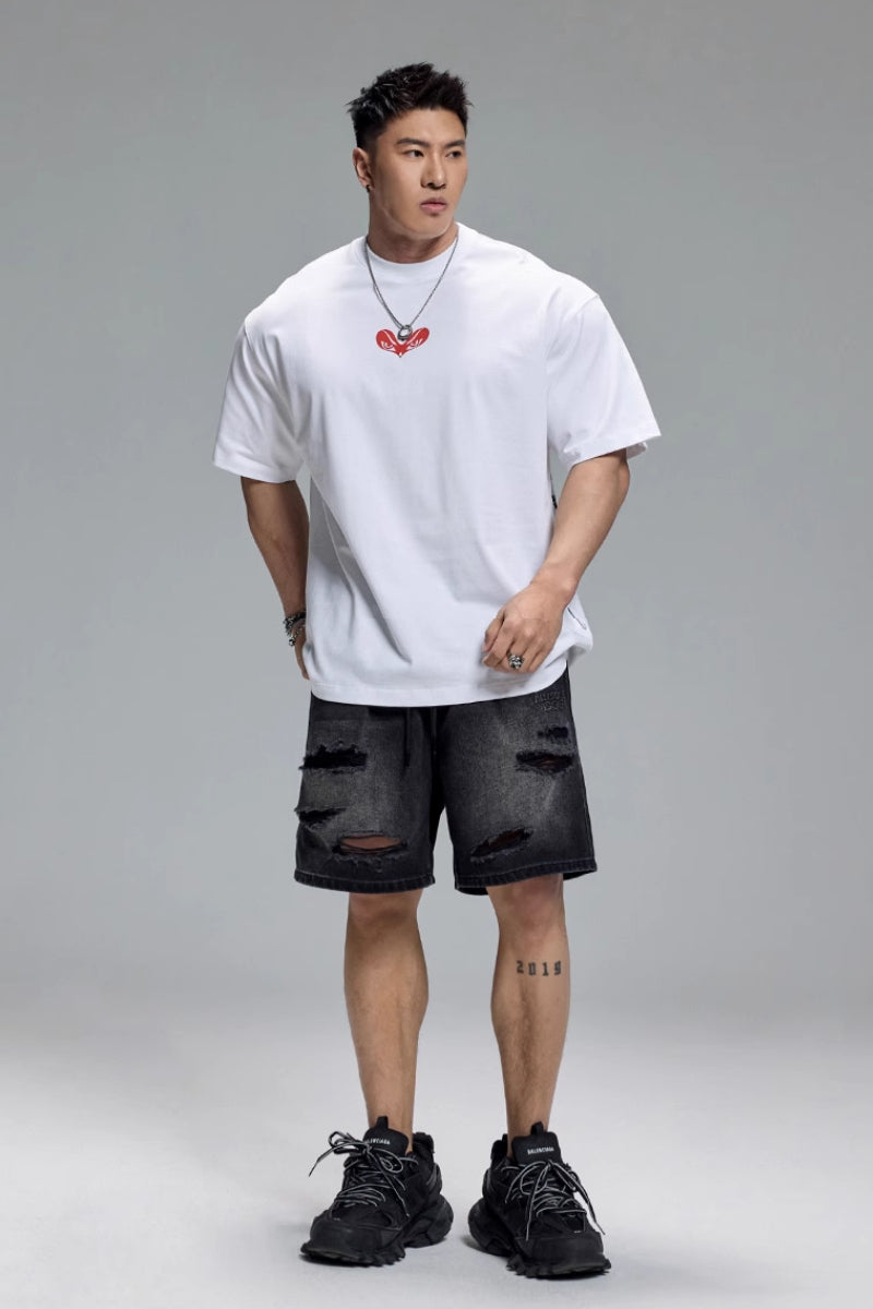 Back Painted Loose T-Shirt #MD077