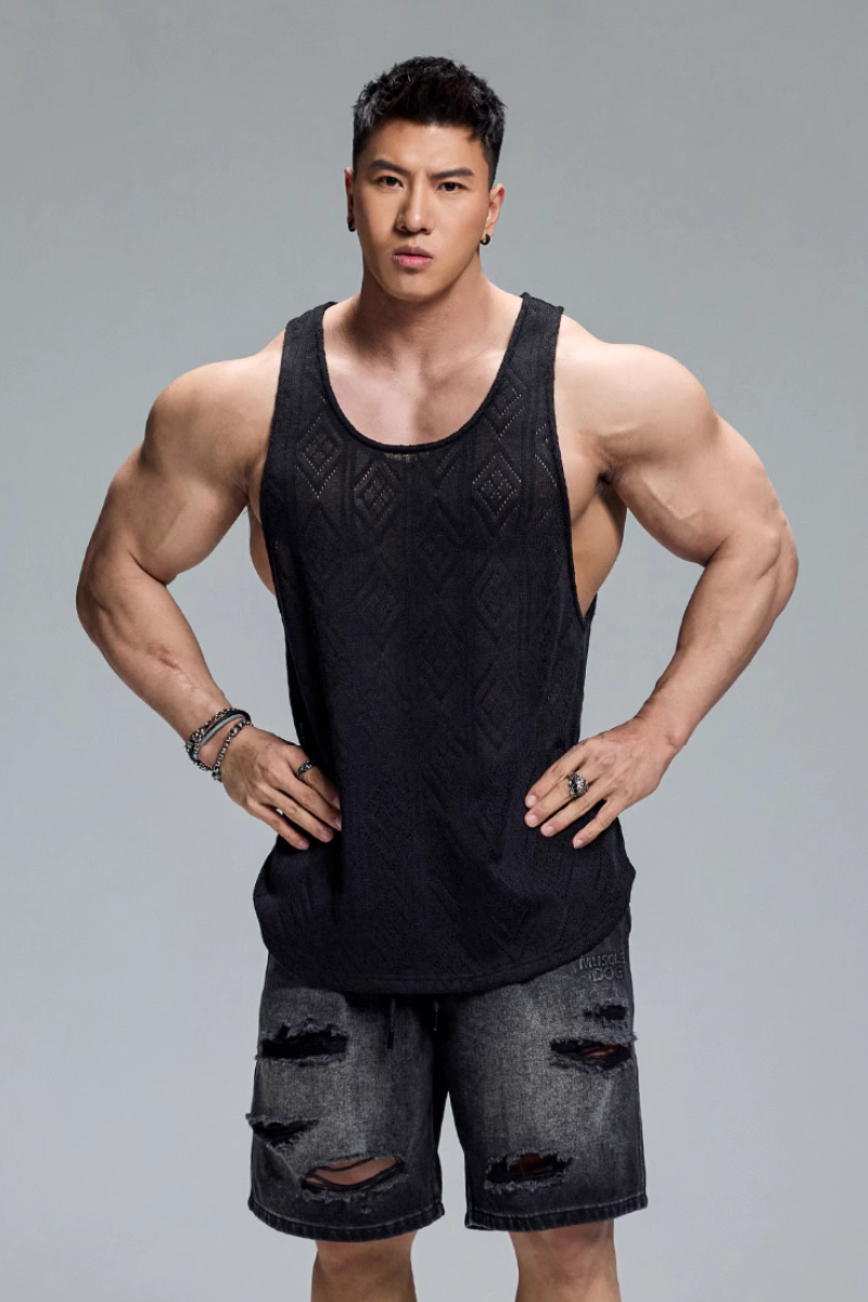 Jacquard Texture Fitness Tank Top #MD072
