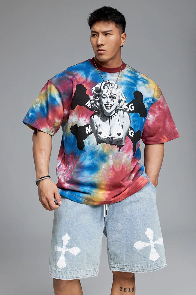 Tie-Dye Color Loose Training T-Shirt #MD053