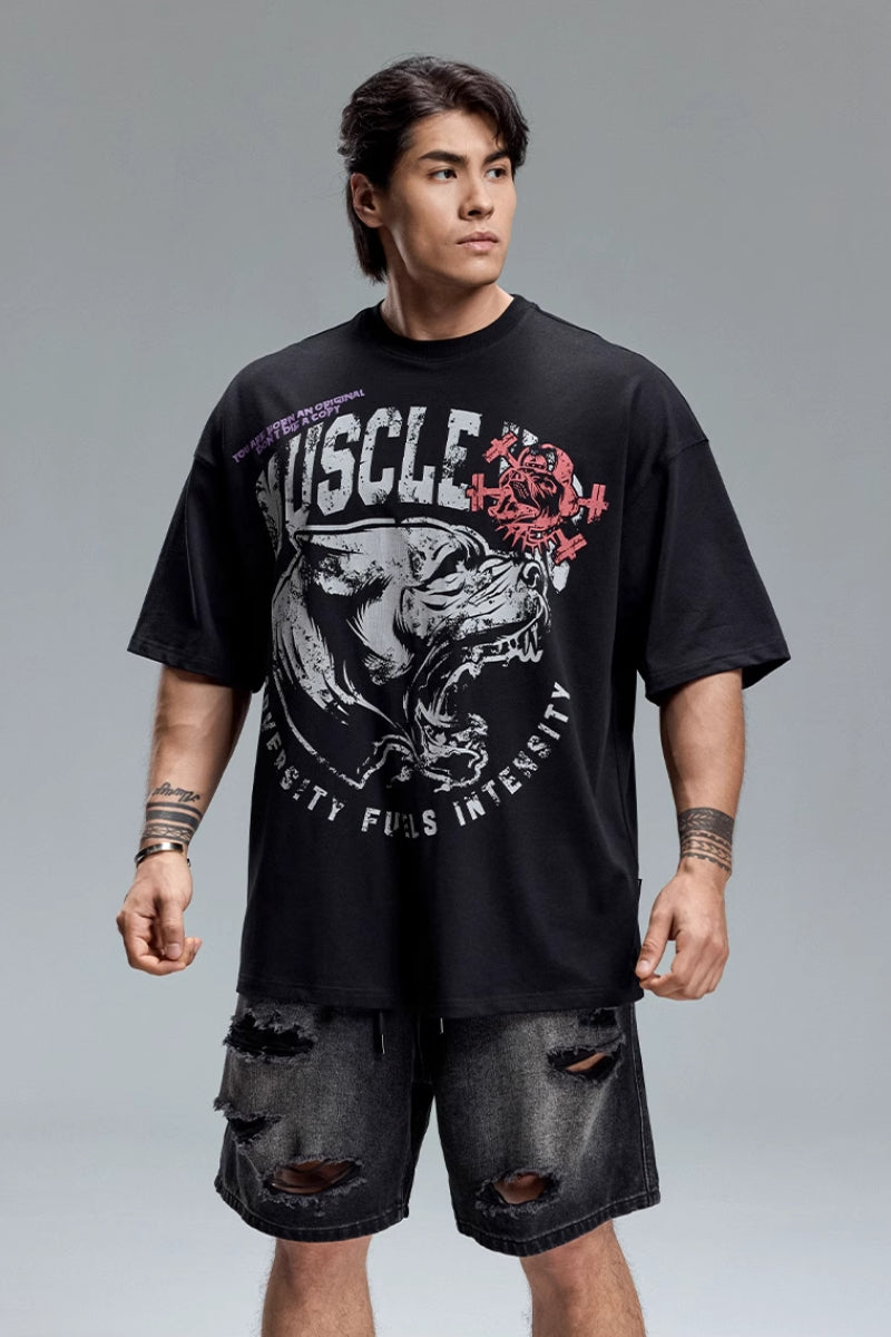 Frosted Bulldog Print T-Shirt #MD100