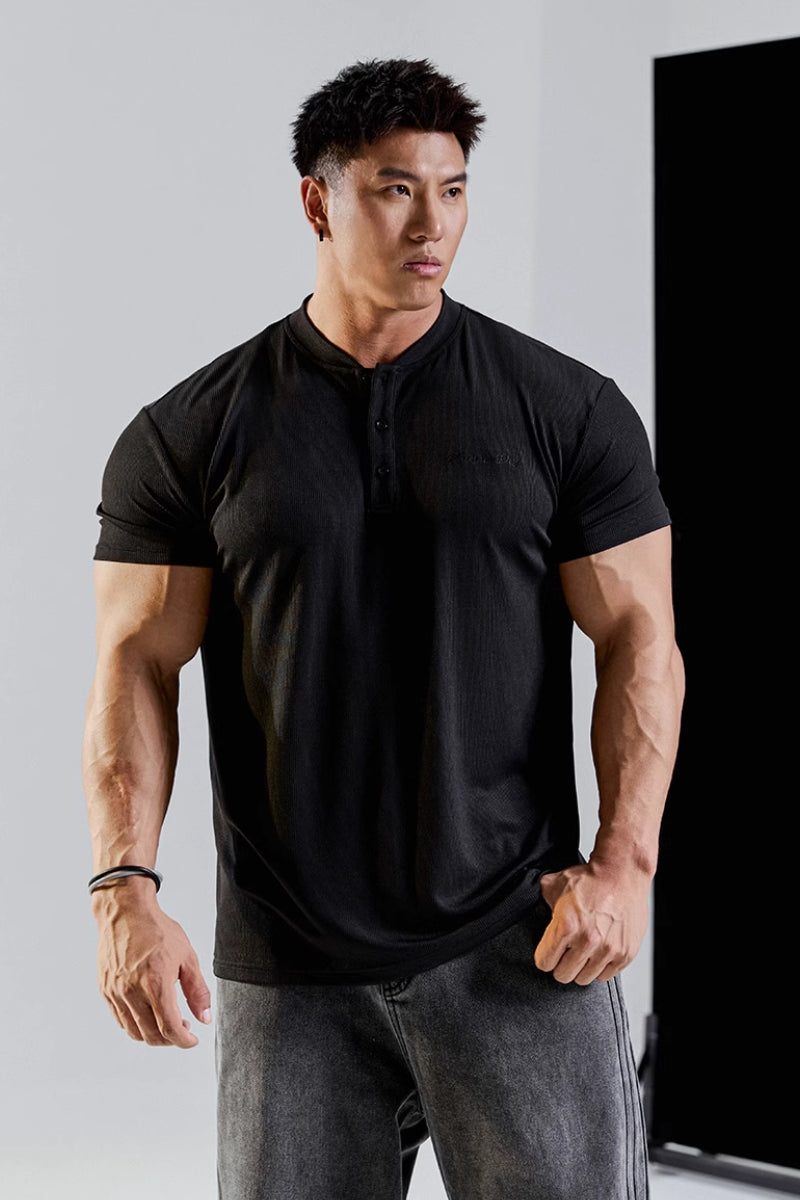 Collarless stretch polo shirt #MD058