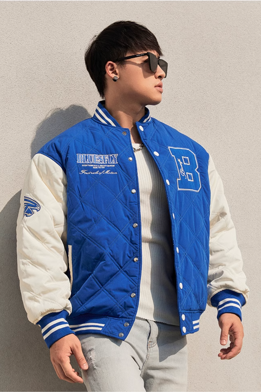 Patchwork Bicolor Stadium Jacket #BF029