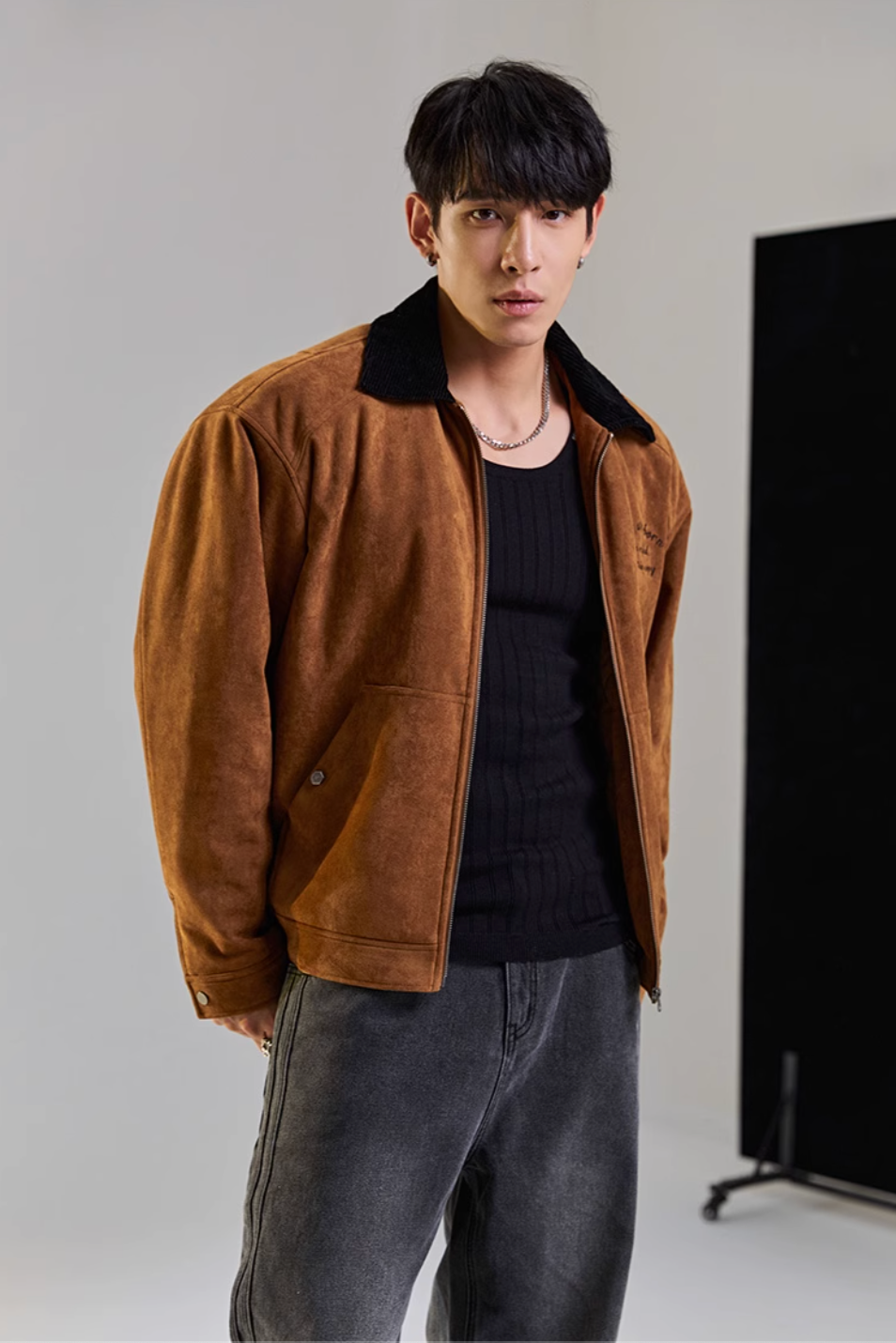 Suede Lapels Casual Jacket #MD040