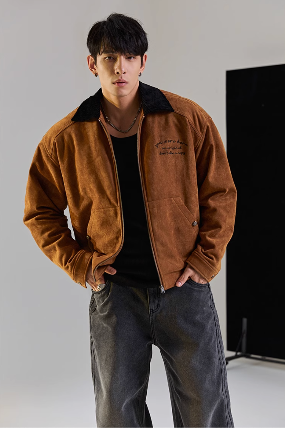 Suede Lapels Casual Jacket #MD040