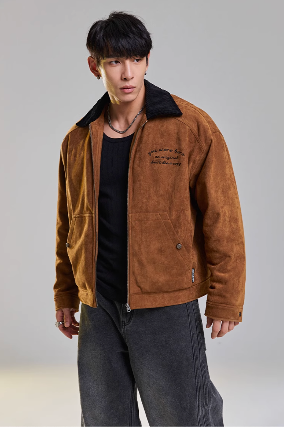 Suede Lapels Casual Jacket #MD040