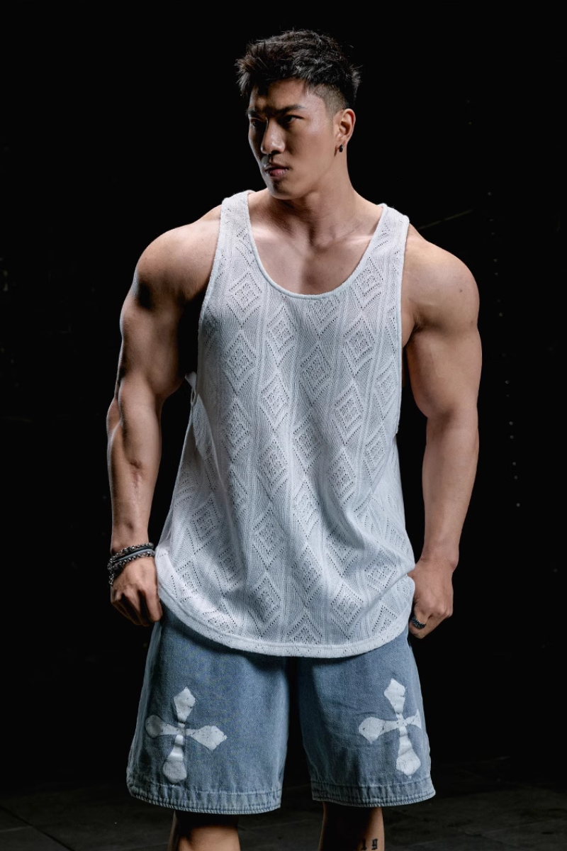 Jacquard Texture Fitness Tank Top #MD072