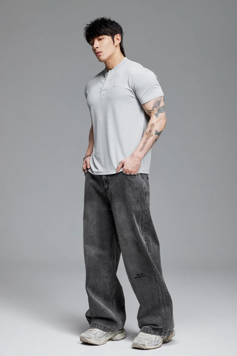 Collarless stretch polo shirt #MD058