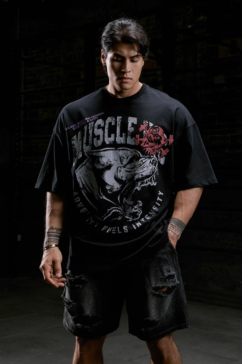 Frosted Bulldog Print T-Shirt #MD100