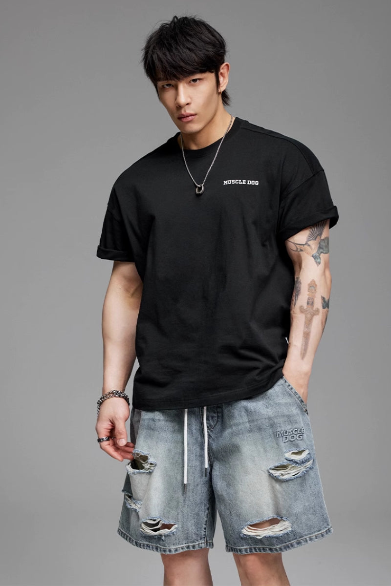 Back letter Print Loose T-Shirt #MD060