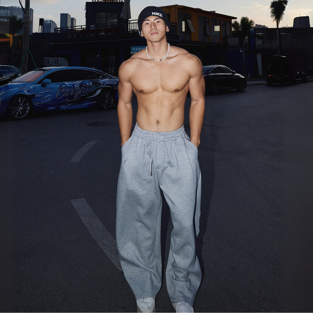 Cropped Double Zipper Hoodie And Wide-Leg Sweatpants #PM001