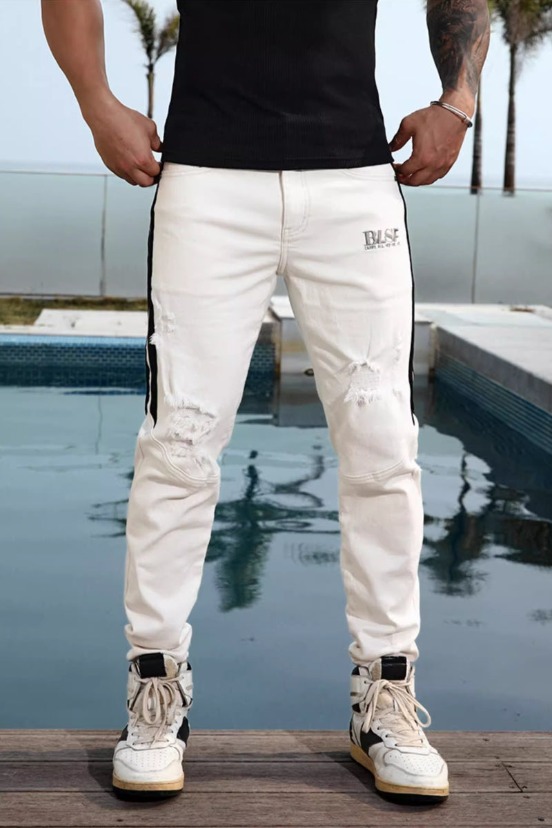 Street Ripped Line Jeans #BF069