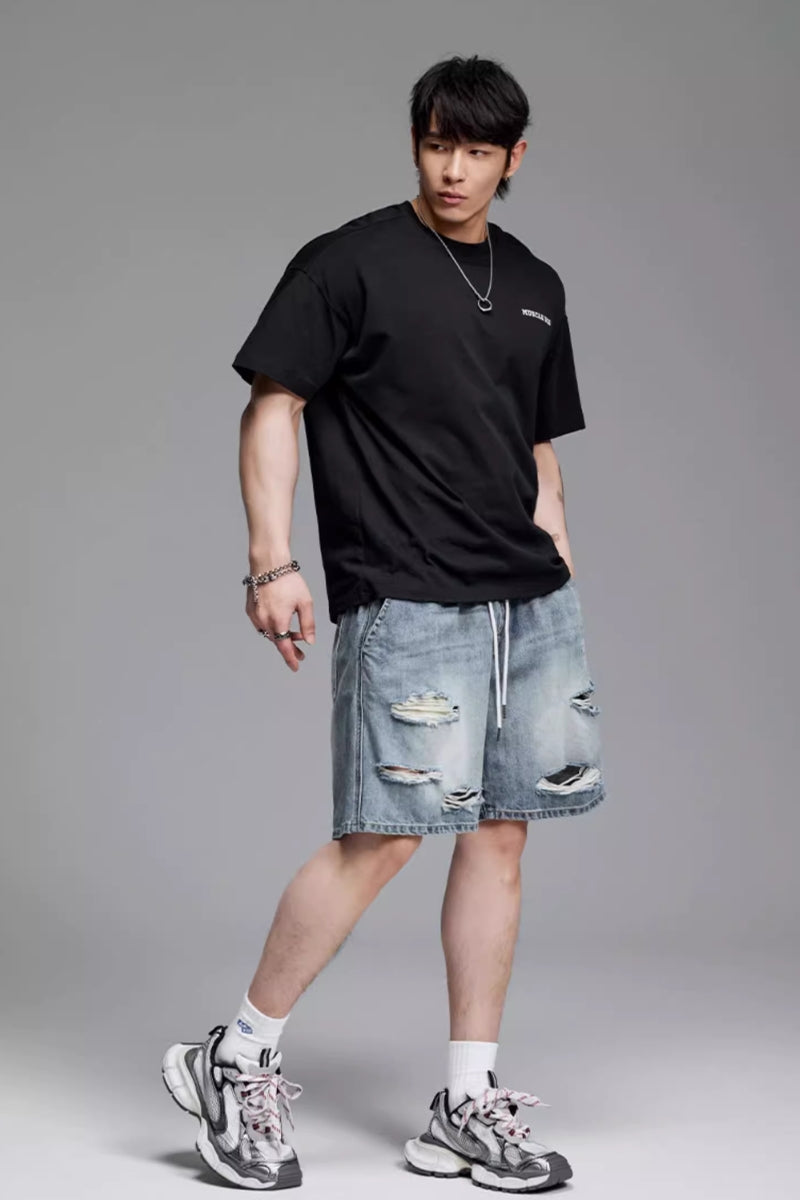 Back letter Print Loose T-Shirt #MD060