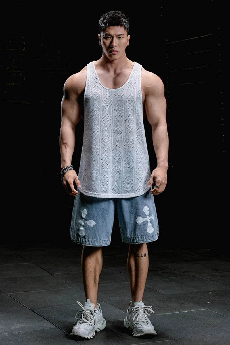 Jacquard Texture Fitness Tank Top #MD072