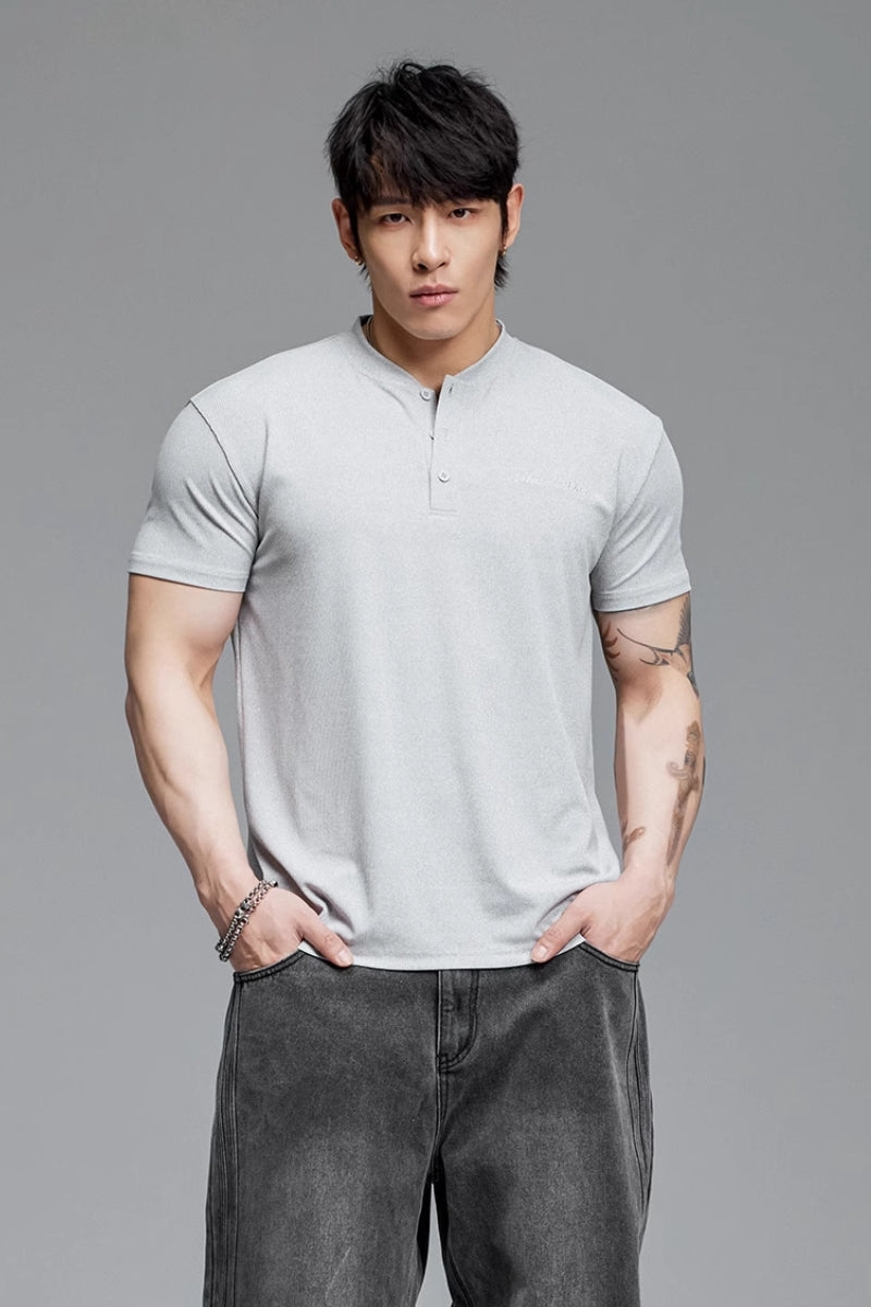 Collarless stretch polo shirt #MD058