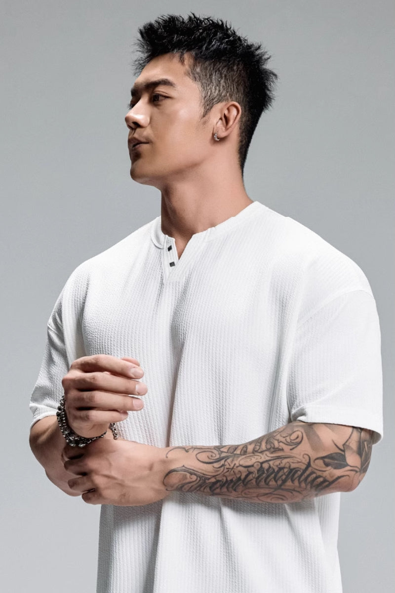 FlexRib Henley T-Shirt #MD093