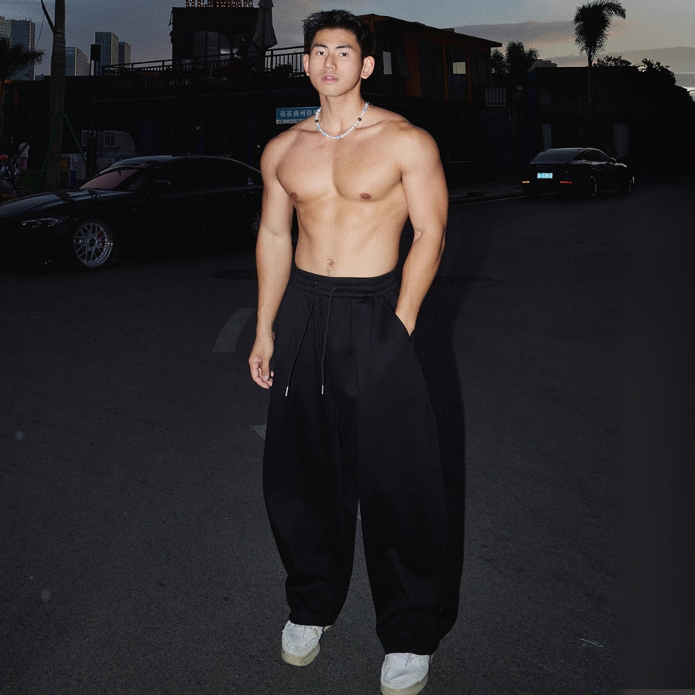 Cropped Double Zipper Hoodie And Wide-Leg Sweatpants #PM001