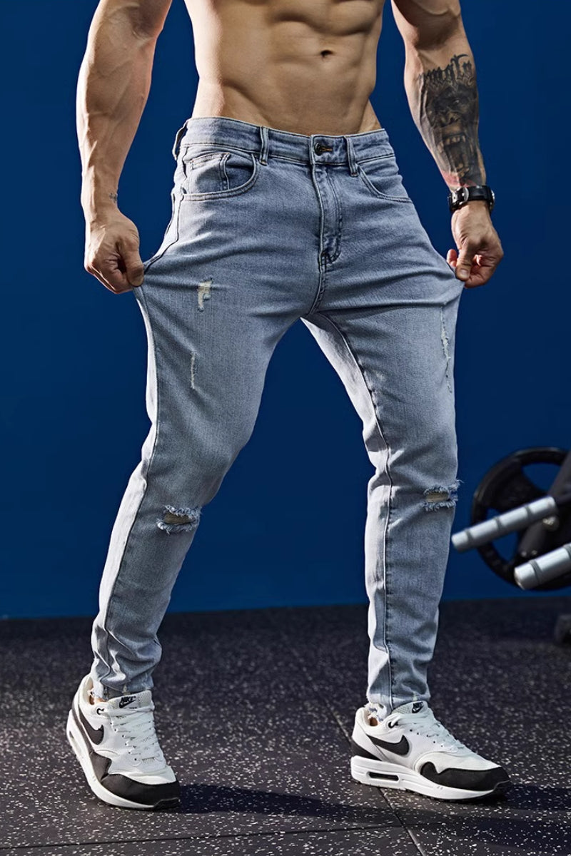Slim Stretch Casual Cropped Jeans #BF064
