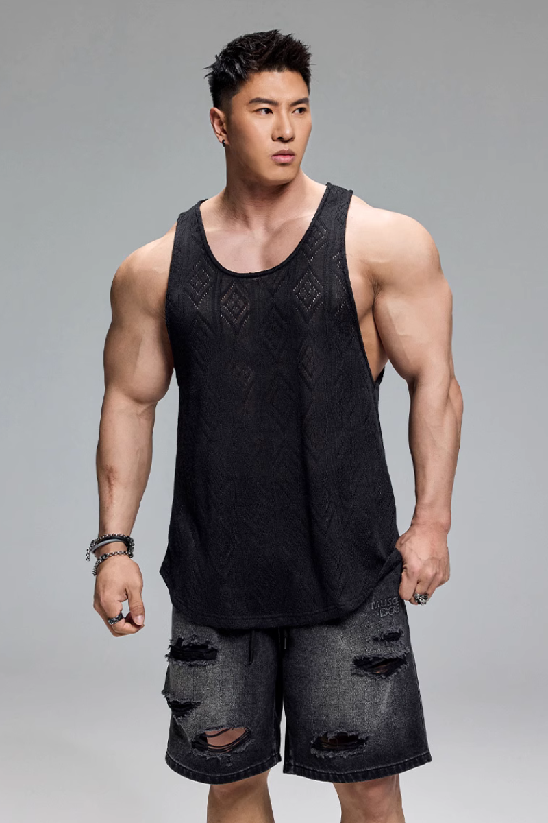 Jacquard Texture Fitness Tank Top #MD072