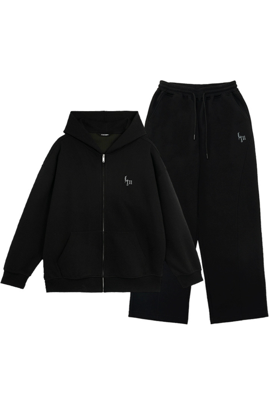 dropped-shoulder zipper hoodie and fitness sweatshirt pants set #LM007