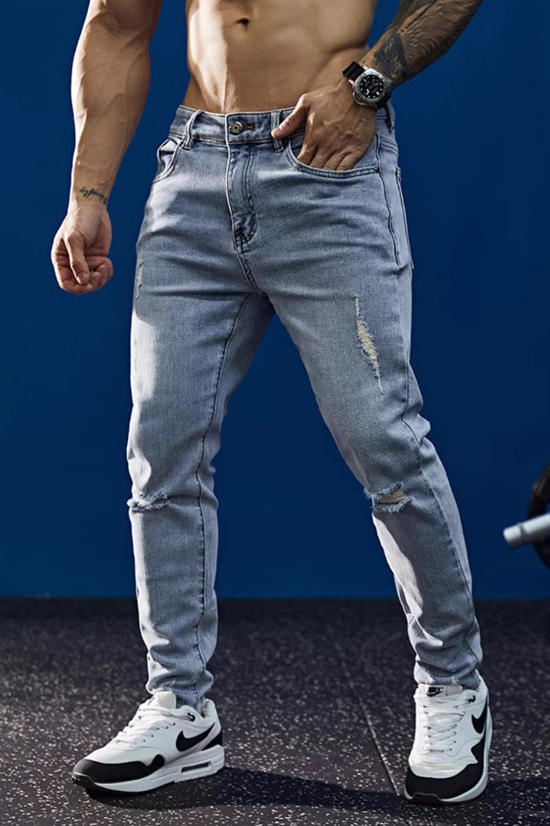Slim Stretch Casual Cropped Jeans #BF064
