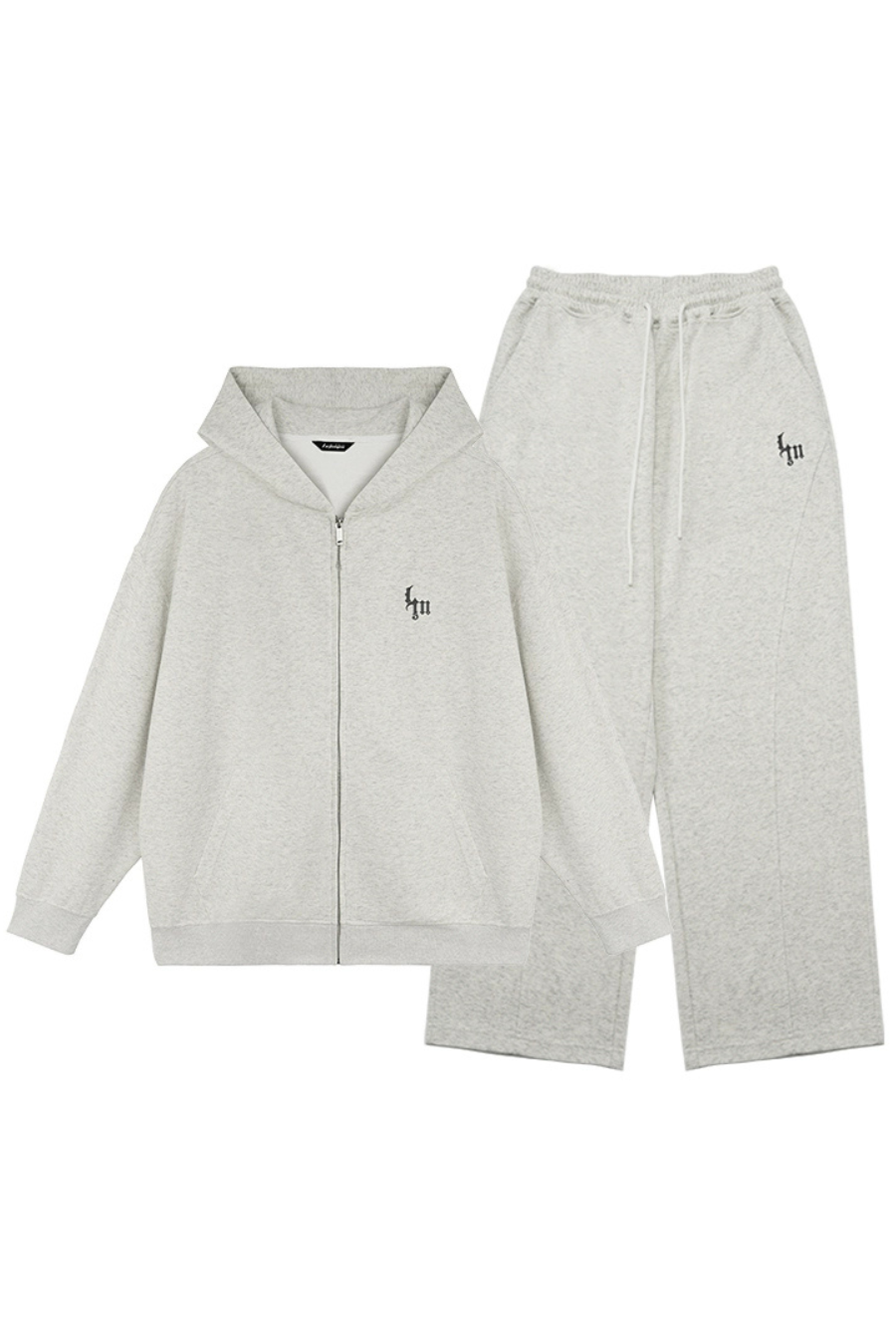 dropped-shoulder zipper hoodie and fitness sweatshirt pants set #LM007