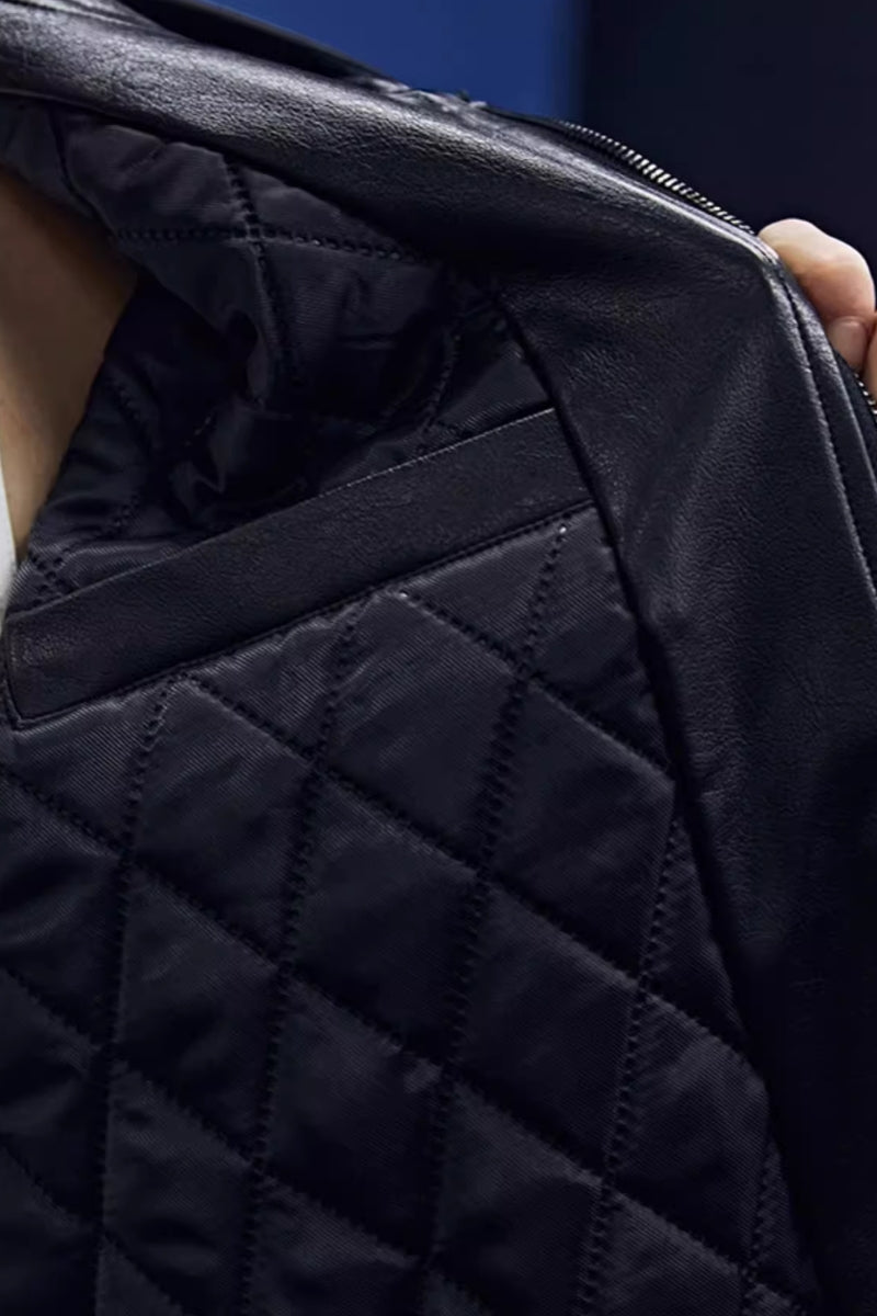 Retro hooded faux leather jacket #BF025