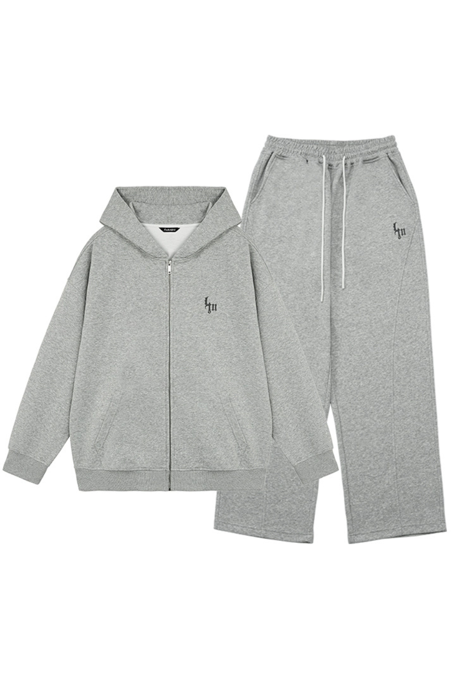 dropped-shoulder zipper hoodie and fitness sweatshirt pants set #LM007