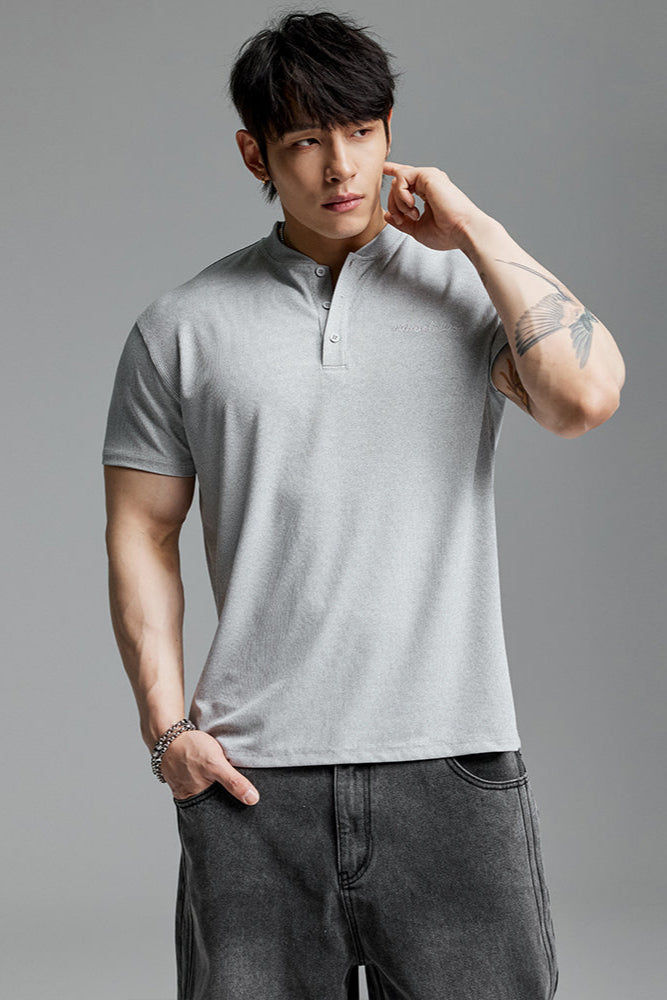 Collarless stretch polo shirt #MD058