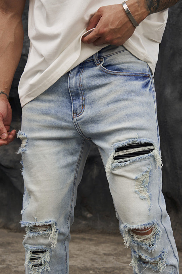 High Stretch Fitness Ripped Jeans #BF063