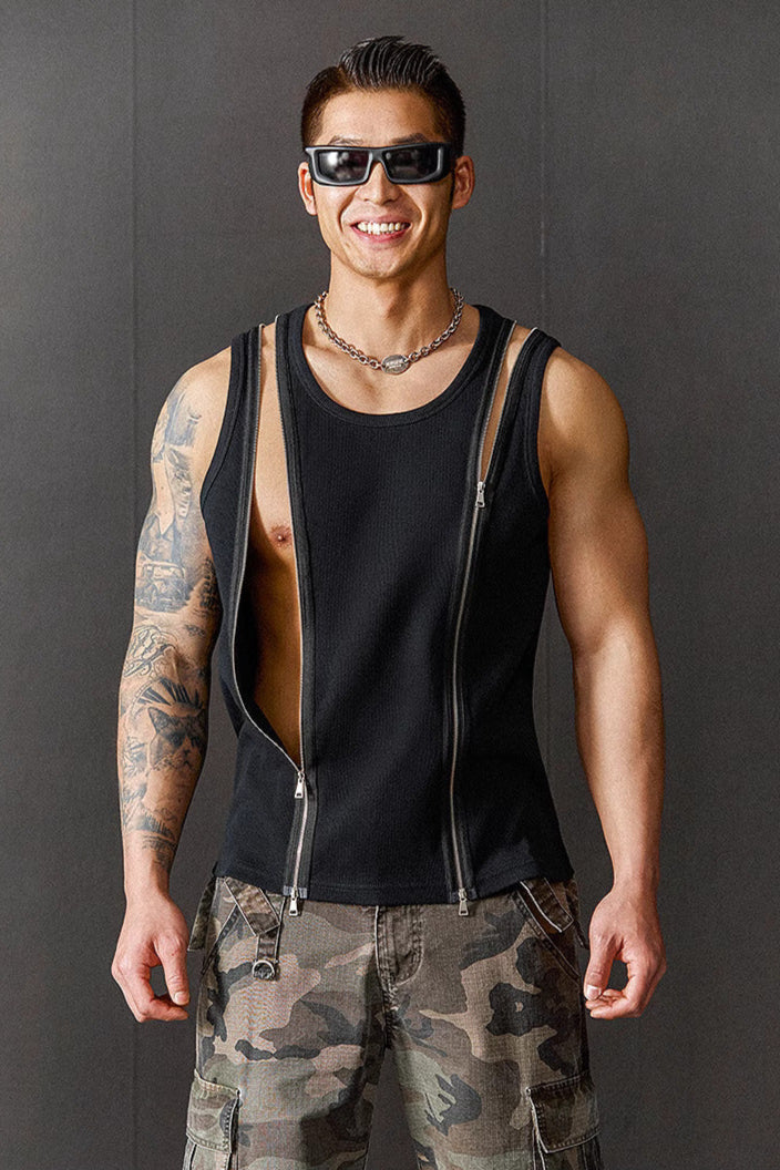 Double Zipper Fitness Sleeveless #TP008