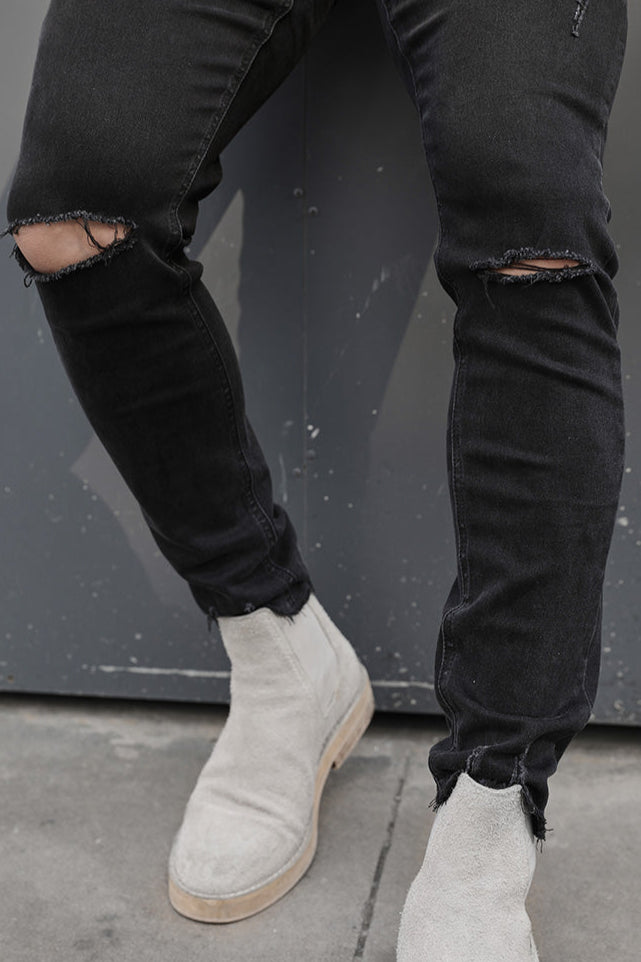Ripped elastic skinny sports jeans #BF065