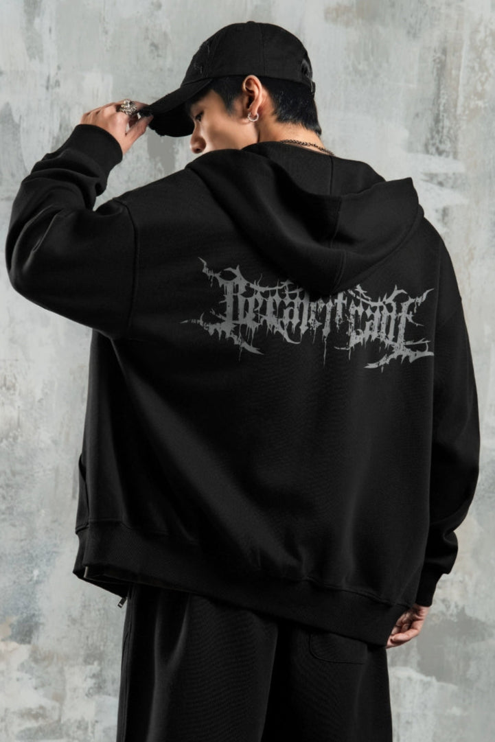 dropped-shoulder zipper hoodie and fitness sweatshirt pants set #LM007