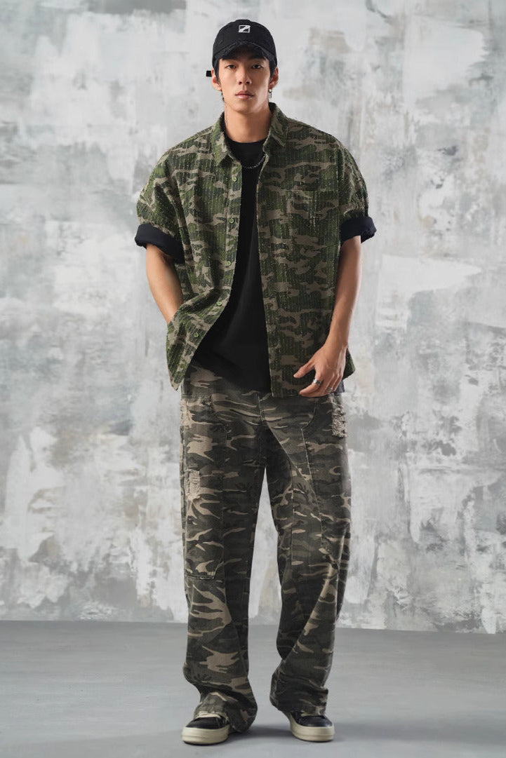 Loose straight camouflage pants #LM019