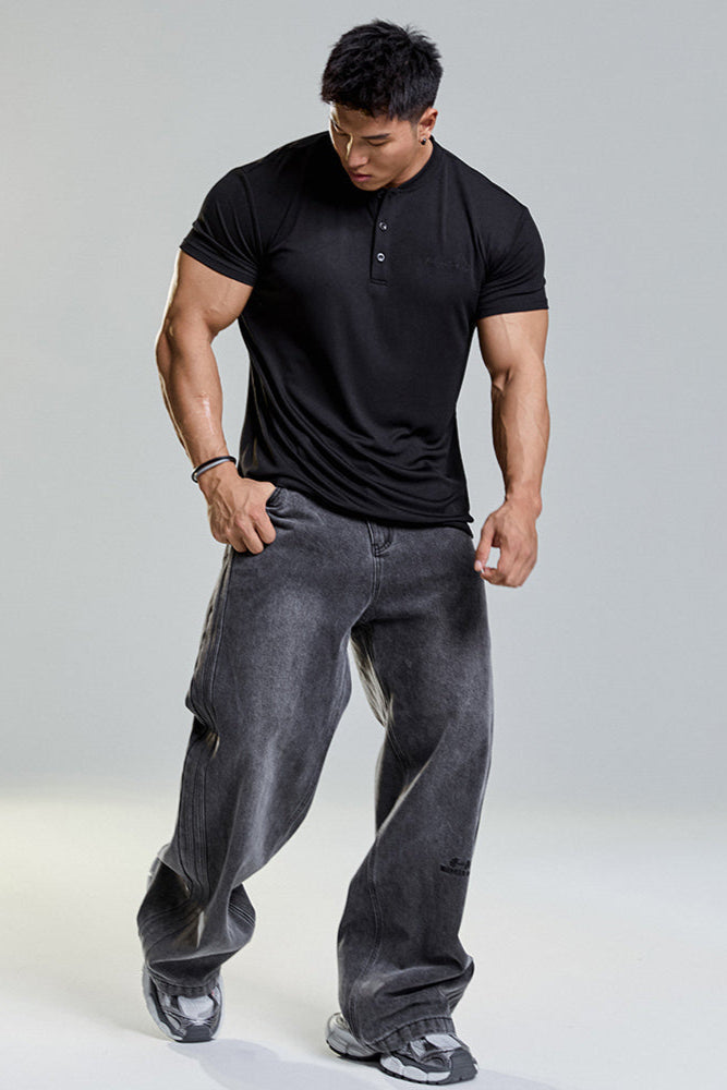 Collarless stretch polo shirt #MD058