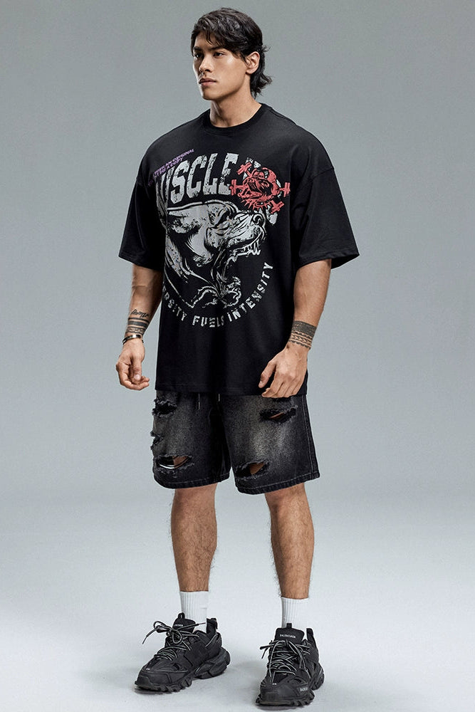 Frosted Bulldog Print T-Shirt #MD100