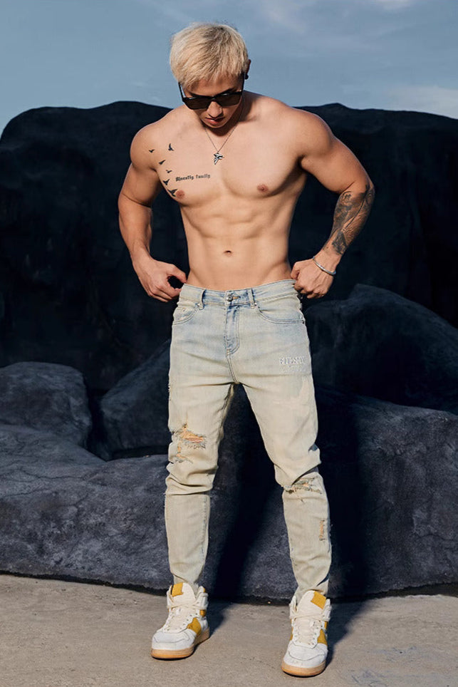 slim fit trendy sports jeans #BF070