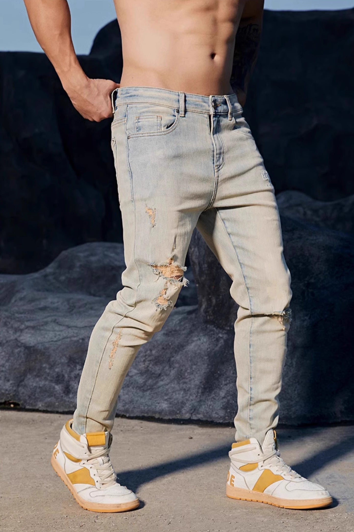 slim fit trendy sports jeans #BF070