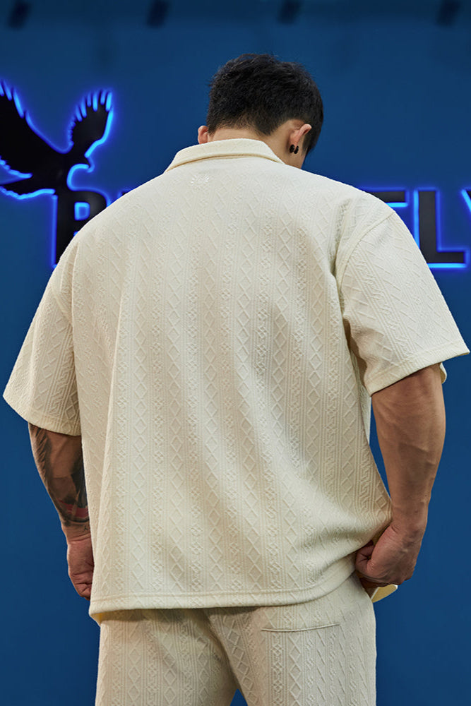 Oversize waffle polo shirt #BF056