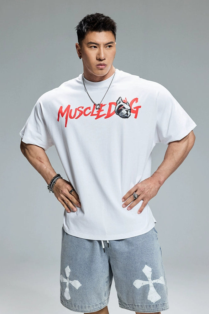 Bulldog Painted Half Sleeve T-Shirt #MD078