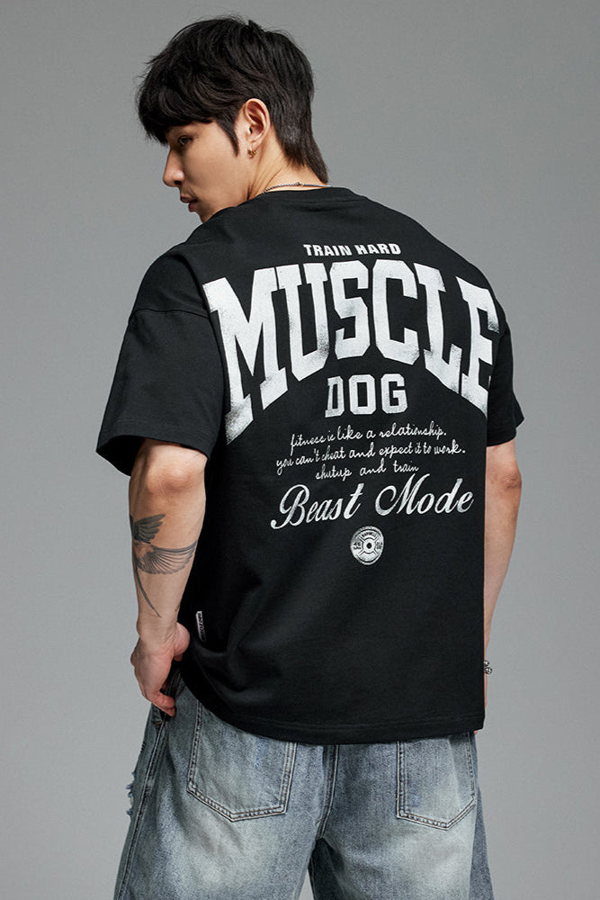 Back letter Print Loose T-Shirt #MD060