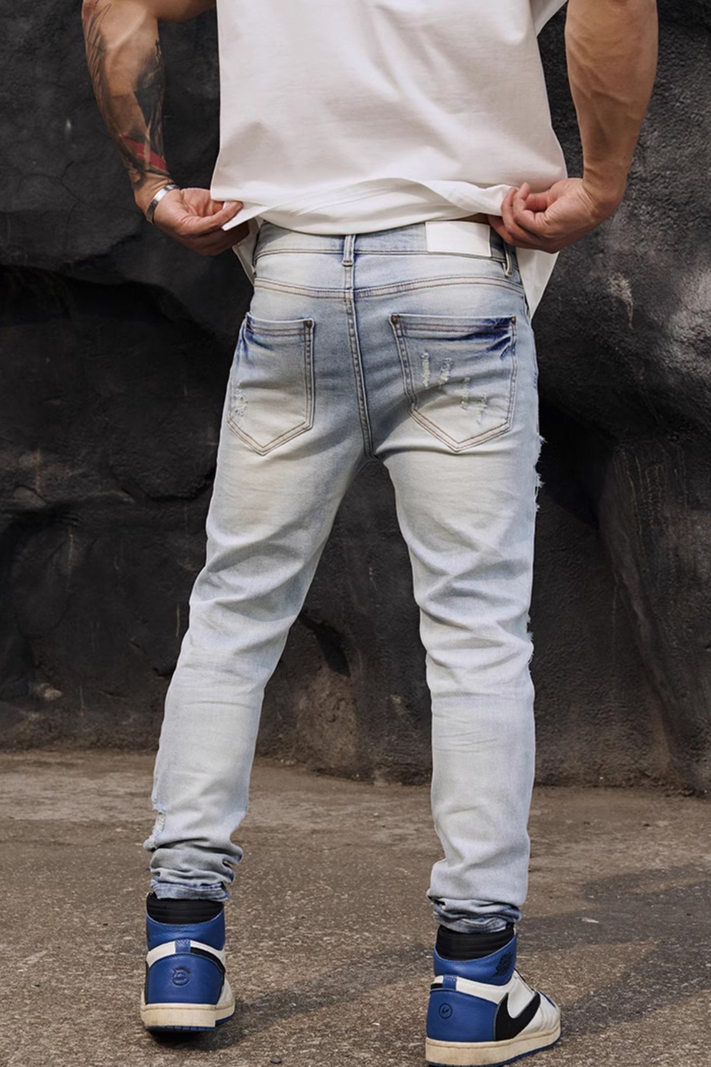High Stretch Fitness Ripped Jeans #BF063