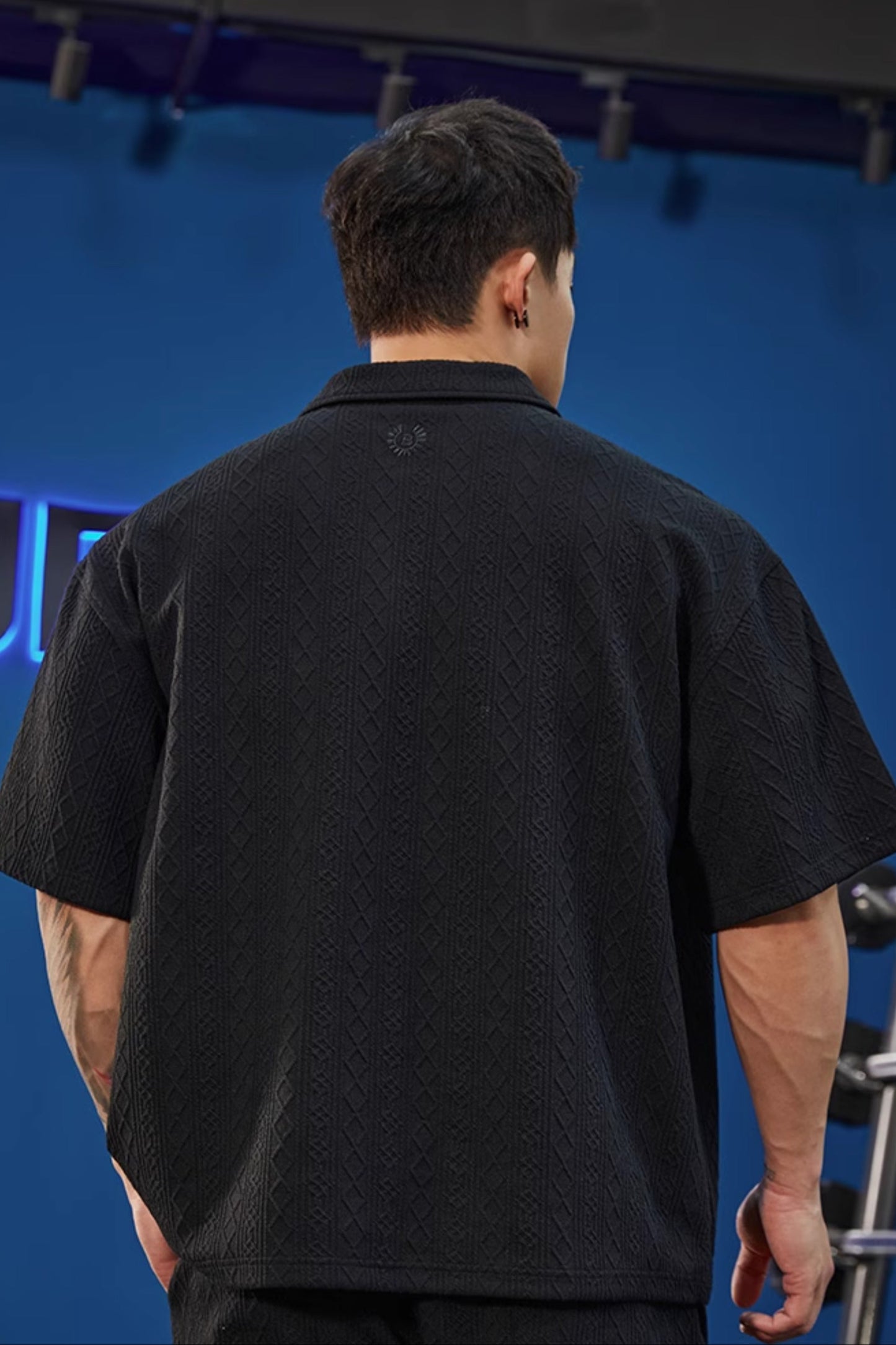 Oversize waffle polo shirt #BF056