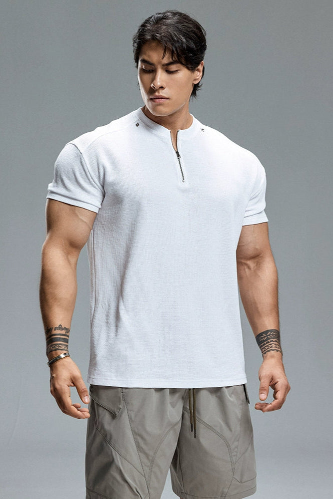 EdgeFit Quarter-Zip Waffle Top #MD084