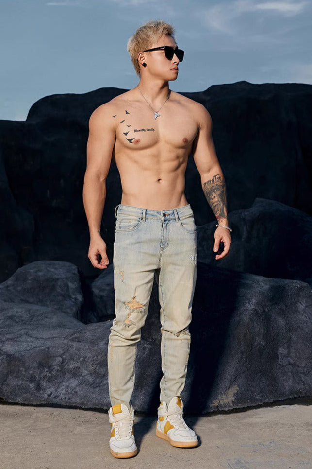 slim fit trendy sports jeans #BF070