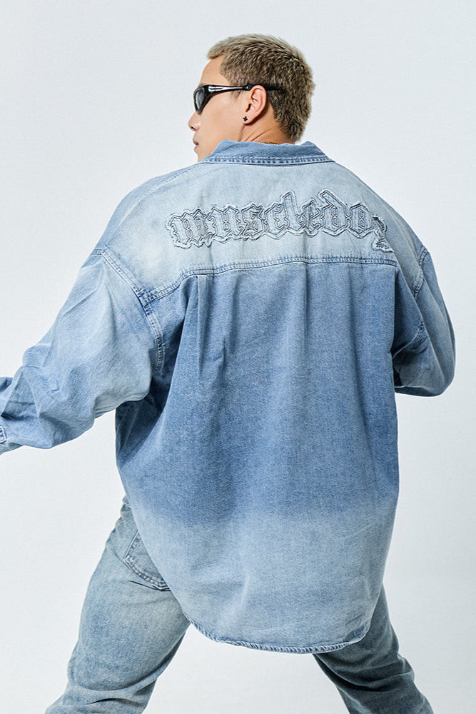 White Logo Loose Denim Shirt #MD050