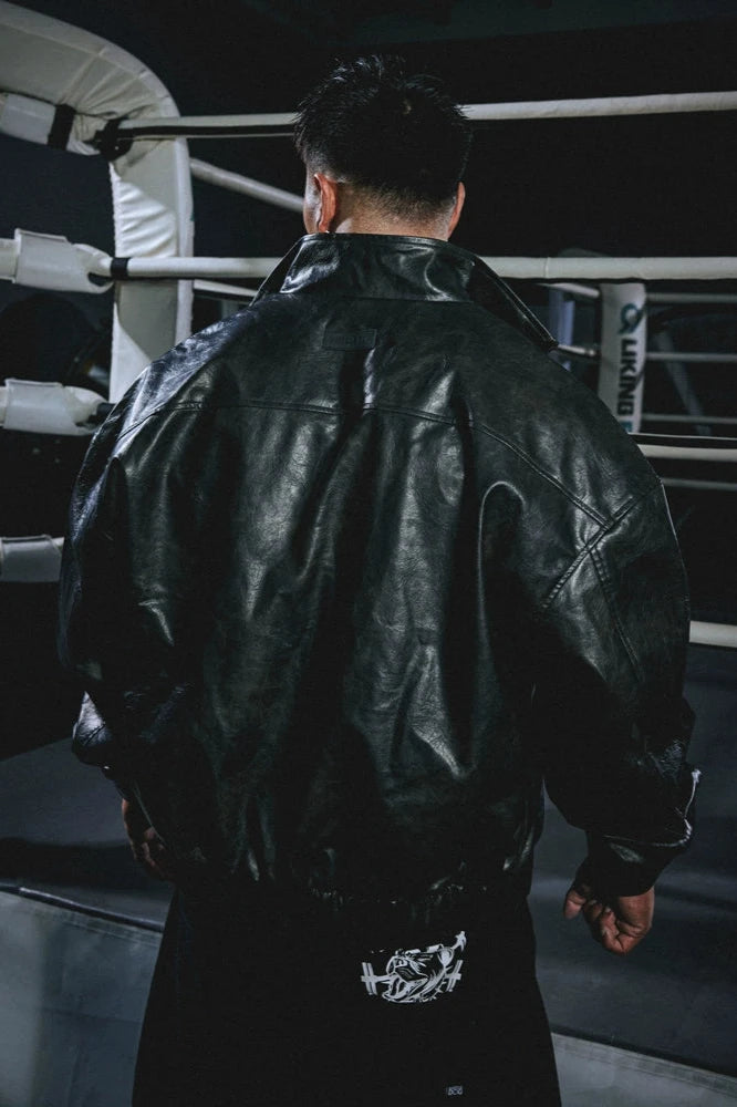 Cropped Biker fake Leather Jacket #MD021