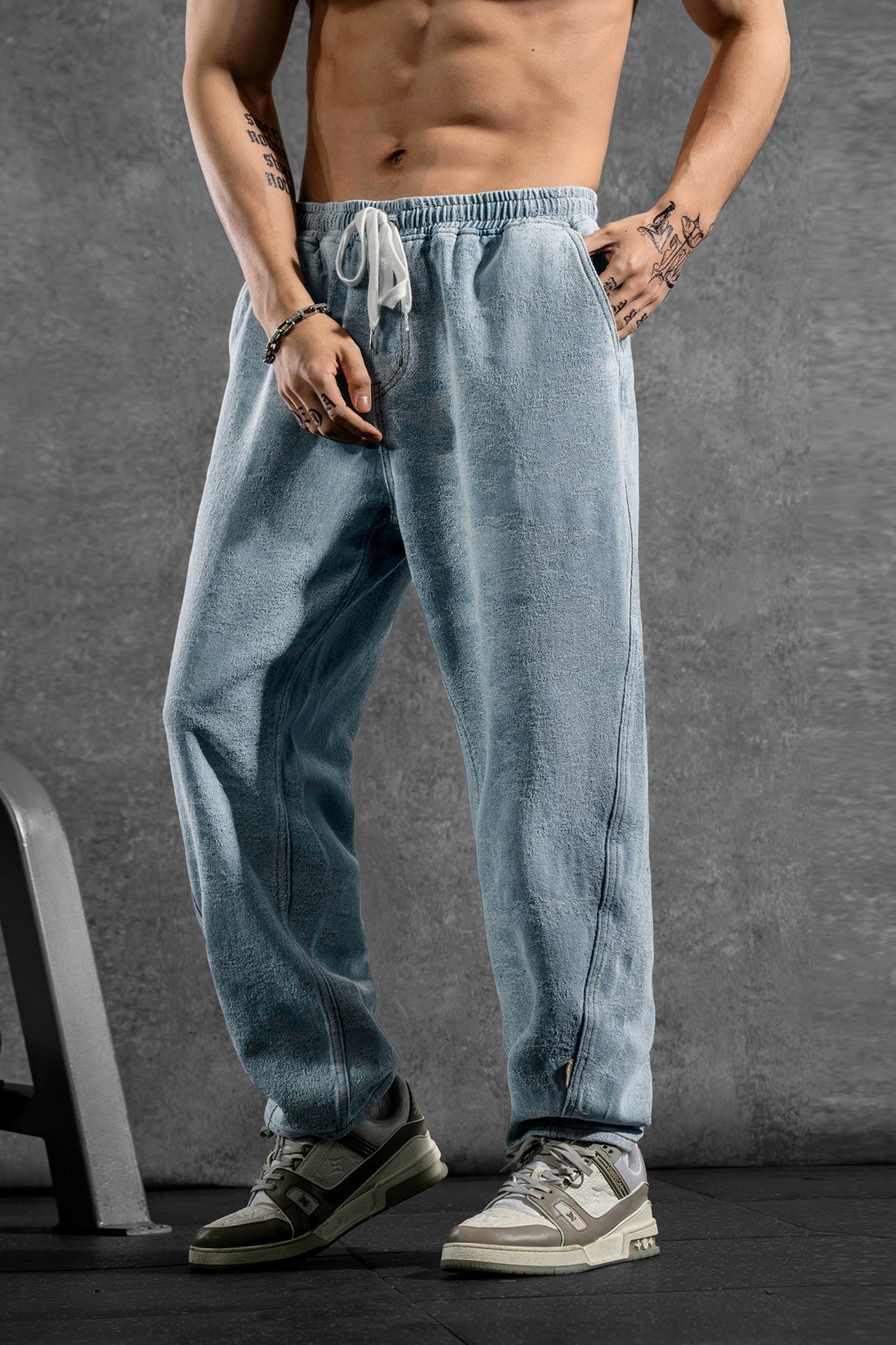 Textured Chill Denim Joggers #LM035