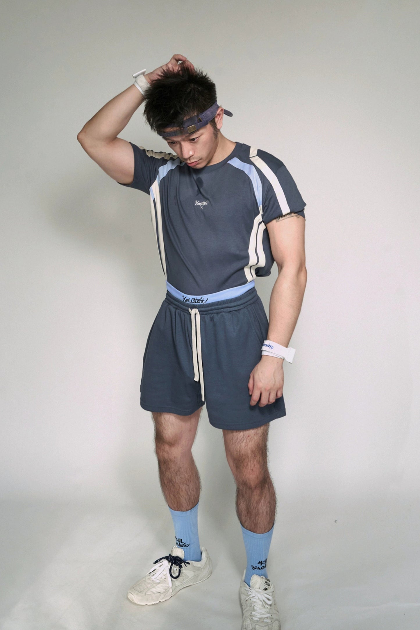 Color-Blocked Double Belt Shorts #YG003